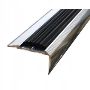 Aspro 40x20 mm alumínium gumis utólagos lépcsőprofil szürke gumival 2,70 m/ szál