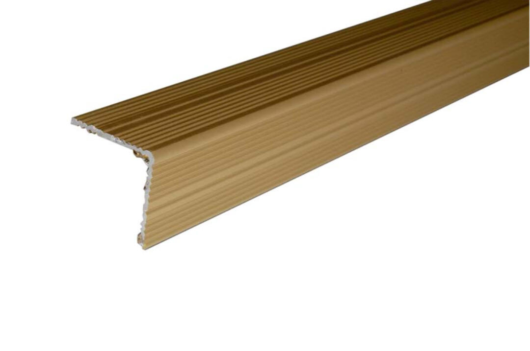 Aspro alumínium lépcsőprofil 30x30 mm, 2,70 m/szál, öntapadós eloxált arany