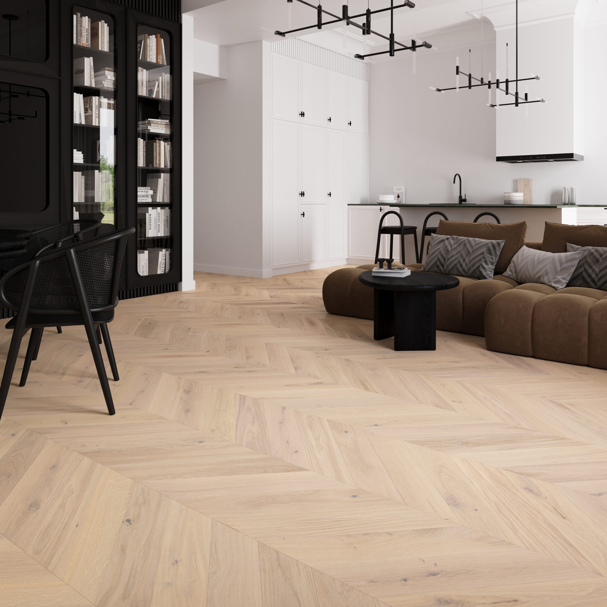 Barlinek Trivor Tölgy Chevron parketta, matt lakk, 130 x 725 mm