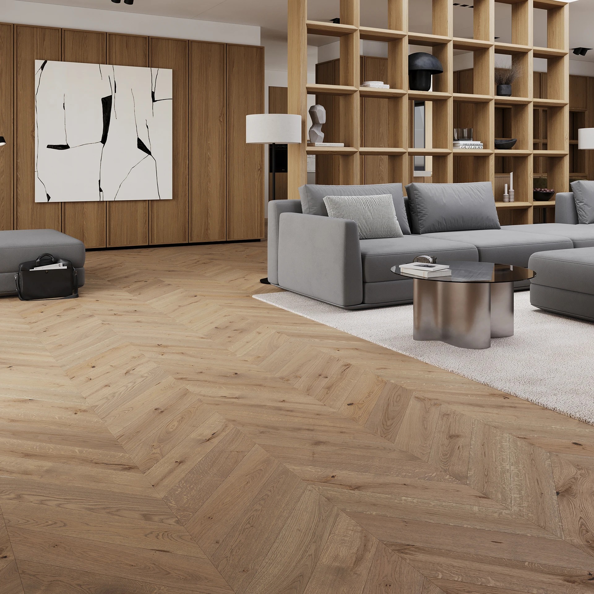 Barlinek Serene Tölgy Chevron parketta, matt lakk, 130 x 725 mm