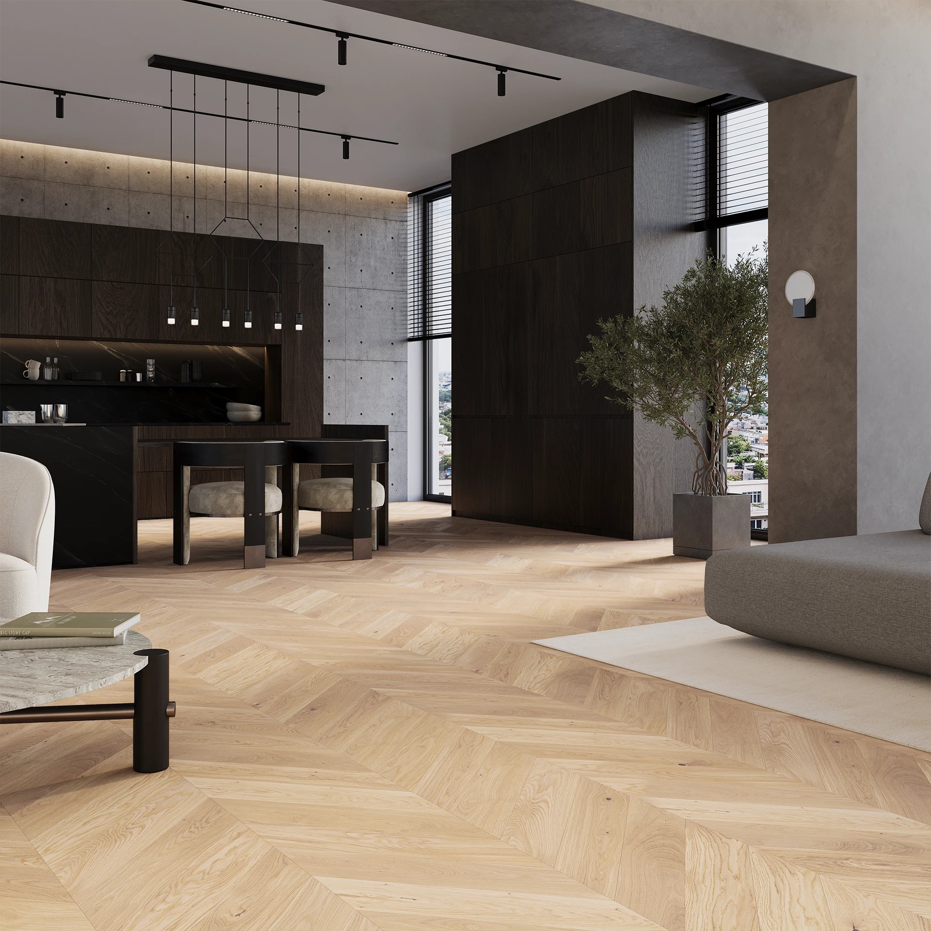 Barlinek Salt Tölgy Chevron parketta, OX4 olaj, 130 x 725 mm