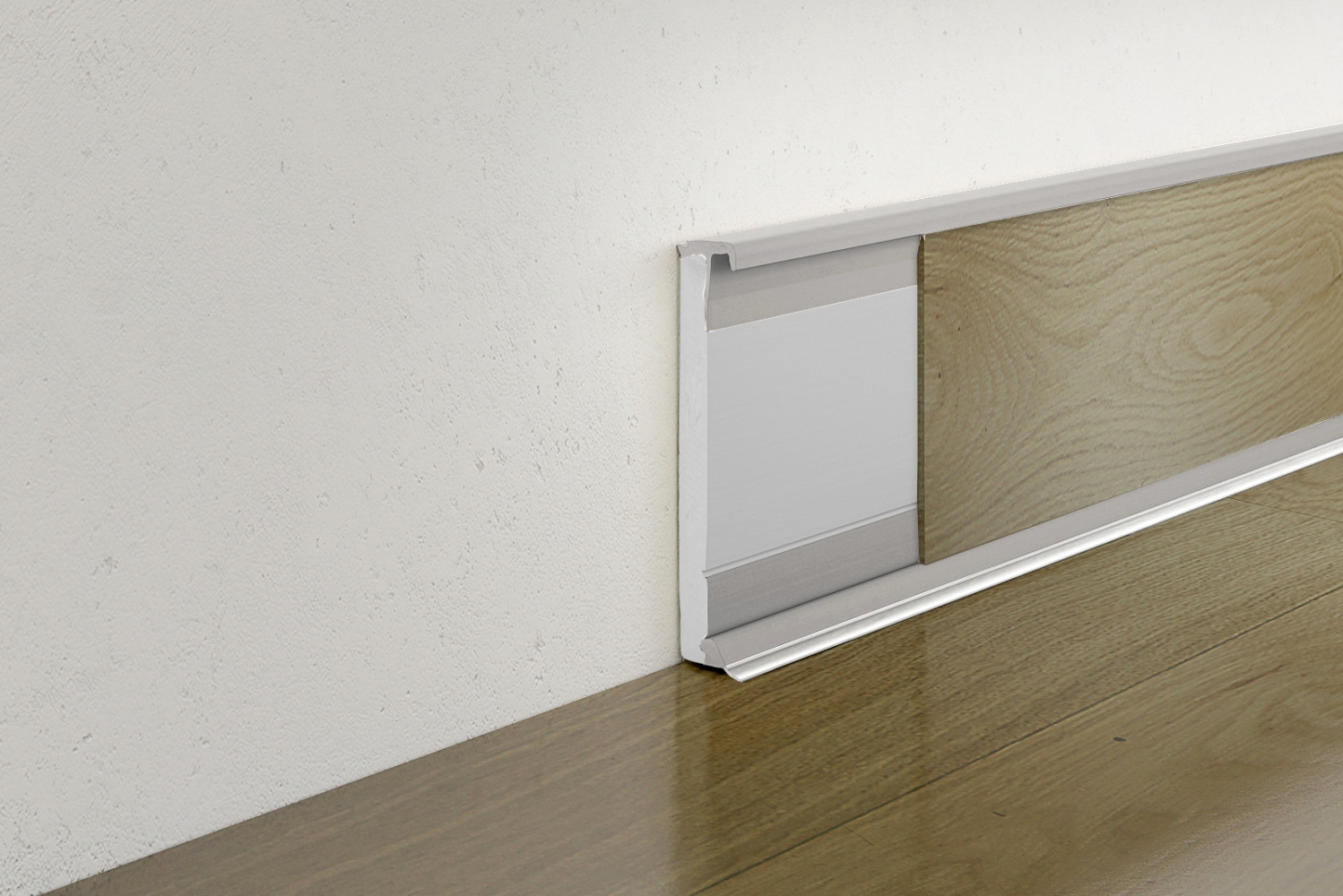 Szegőléc "design" padlóhoz PVC (3,5 mm befogadó) ezüst, 2,5 m