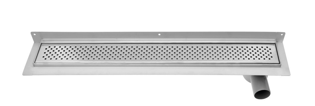 KROKUS padlóösszefolyó sarokba, szifonnal, 860x12cm, inox