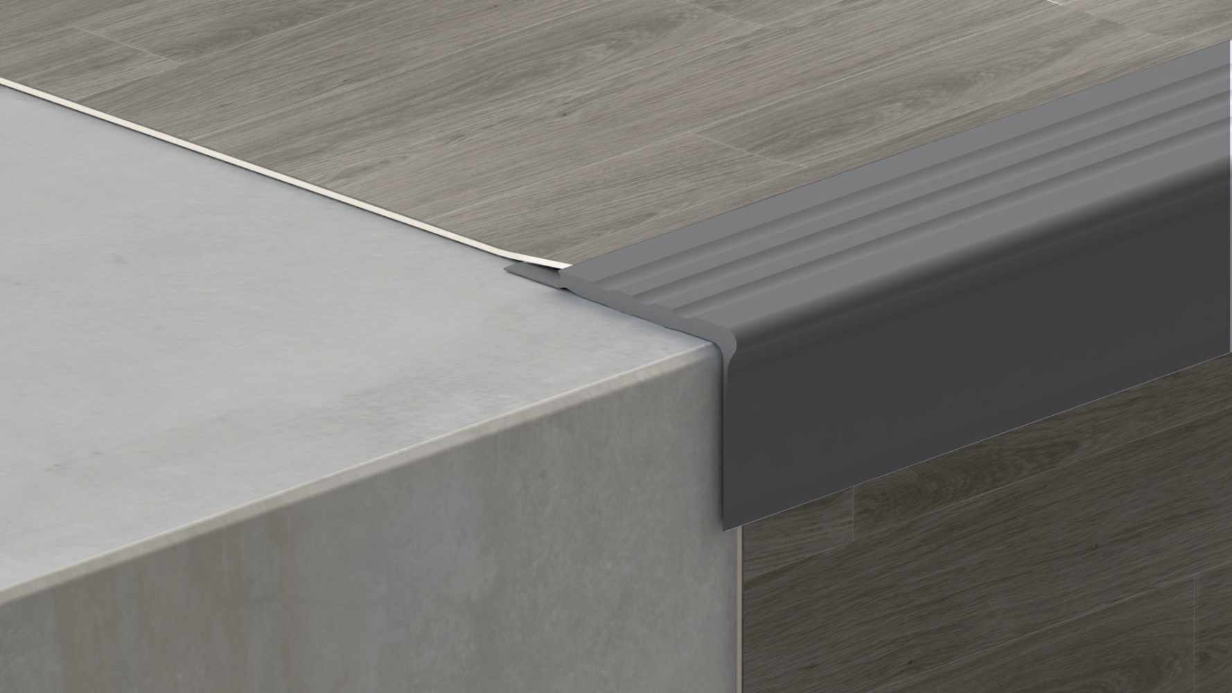 Lépcsőélvédő, lágy PVC 45x42 mm szürke