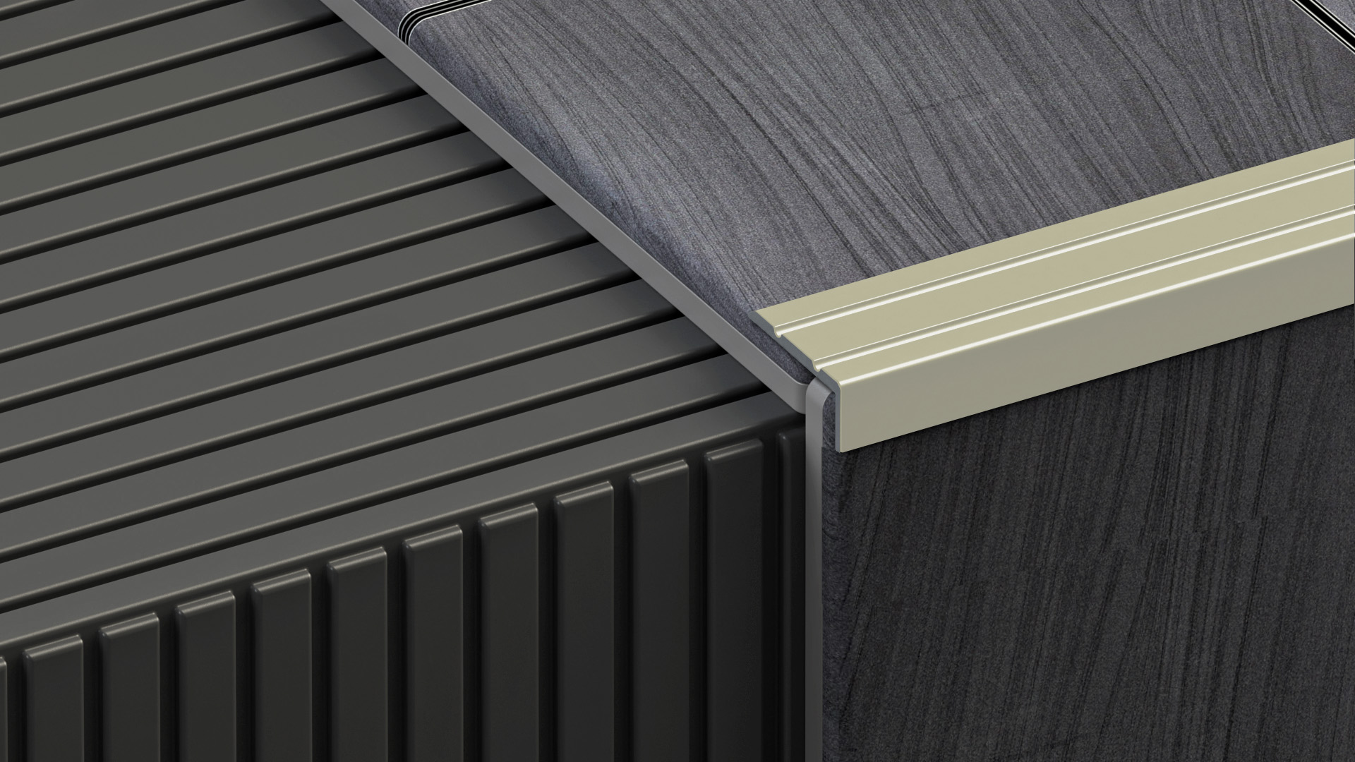 Öntapadós lépcsőélvédő, alu eloxált matt inox 24,5x10 mm, 2,7 m