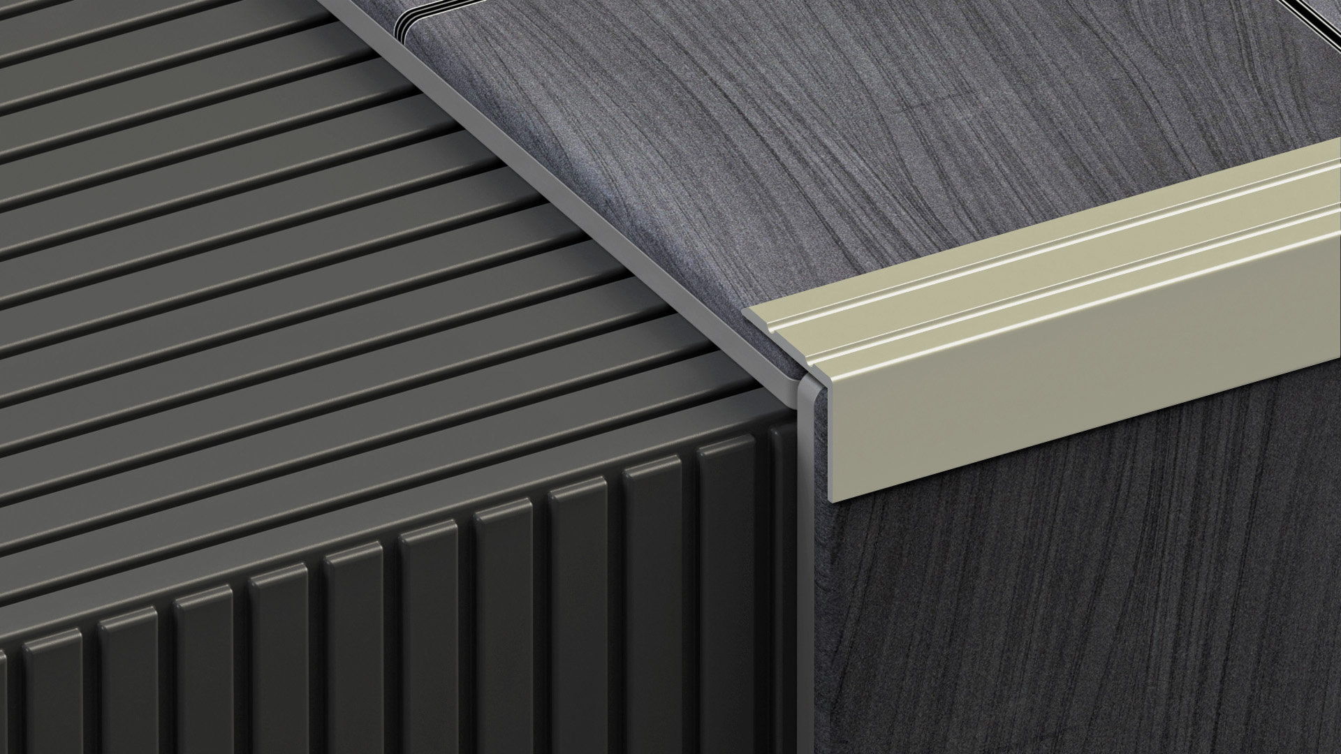 Öntapadós lépcsőélvédő, alu eloxált matt inox 24,5x20 mm, 2,7 m