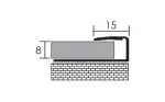 Lezáró profil 2700x15x8 mm, eloxált matt pezsgő