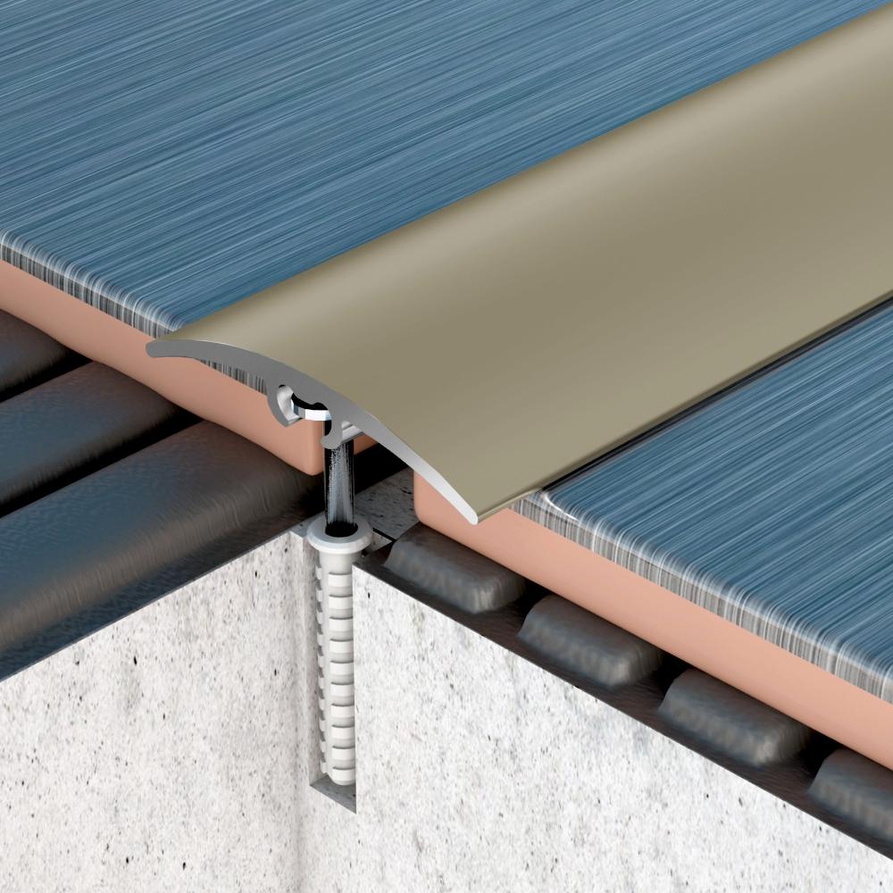 Rejtett rögzítésű “lencse” profil 900x32 mm, eloxált matt pezsgő