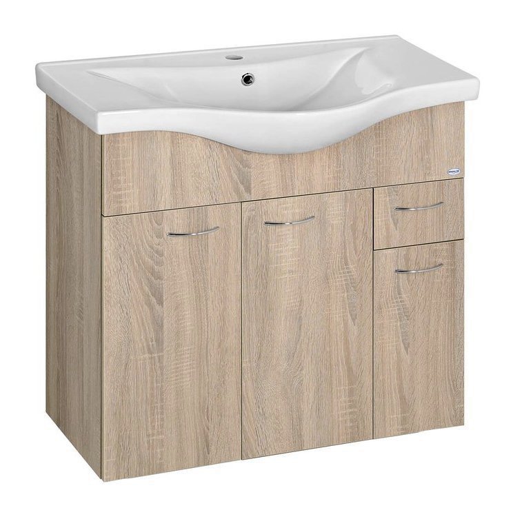 KERAMIA FRESH mosdótartó szekrény, 74,5x74x34,5cm, platina tölgy