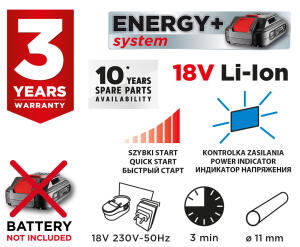 Akkus ragasztópisztoly, Energy+ 18V, 11mm, akku nélkül!!!