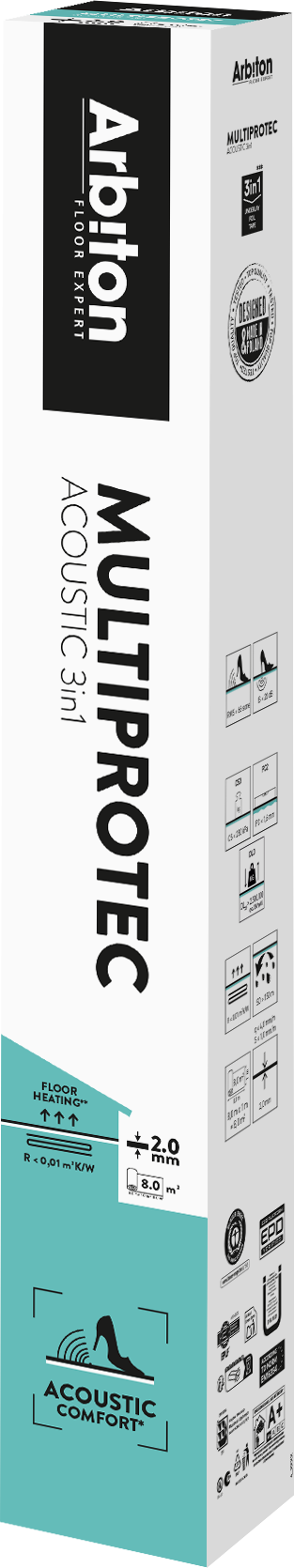 Arbiton Multiprotec Acoustic 3in1, 2 mm – alátét laminált és fa padlóhoz
