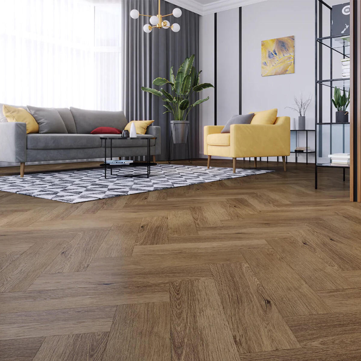 Arbiton Amaron Herringbone Acoustic Georgetown Oak – halszálka mintás klikkes SPC padló
