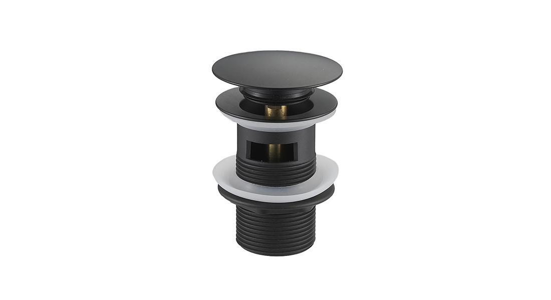 Lunart Click-Clack leeresztő 5/4" túlfolyós mosdóhoz, nagy méretű, Matt Black