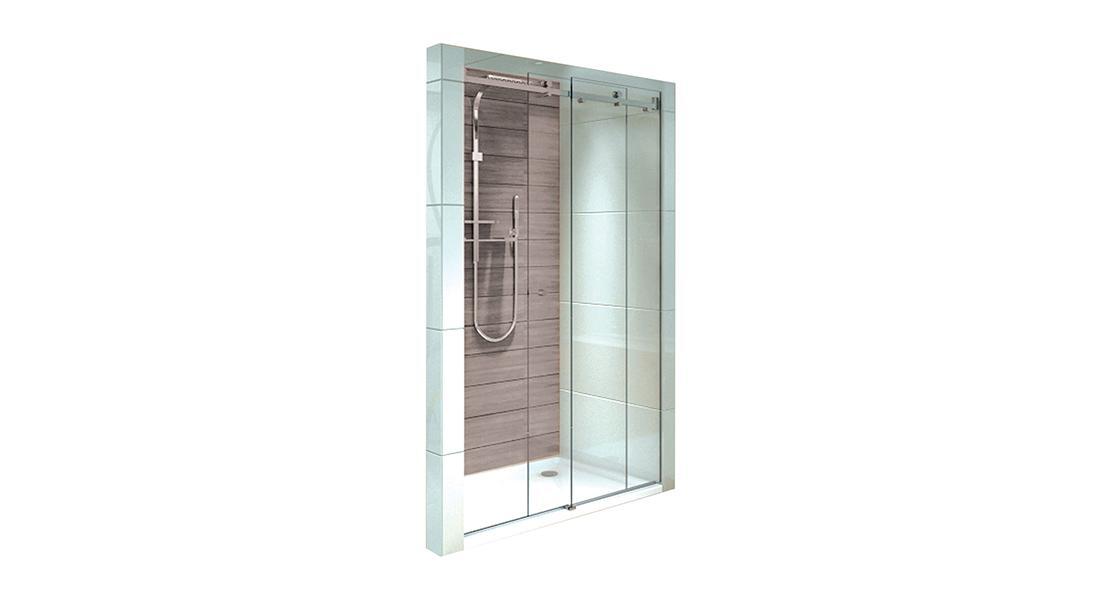 Lunart Crystal görgős zuhanyajtó fix front üveggel és oldalüveggel (90+90x200 cm)