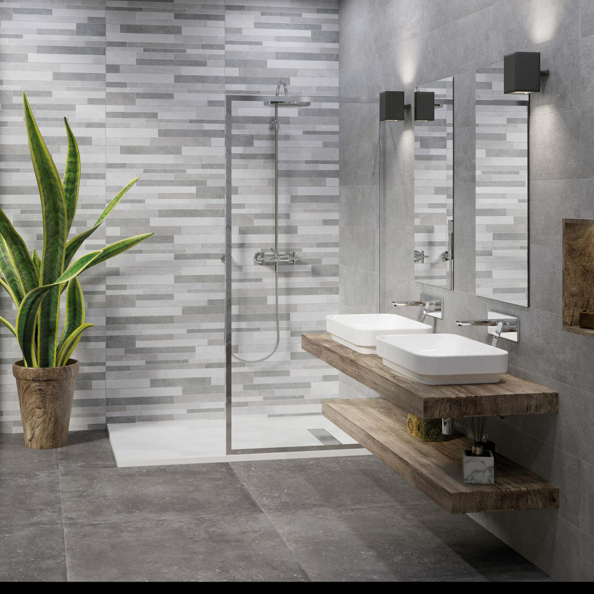Lunart Brilla Brick Antracite csempe 25x75, natúr, rektifikált