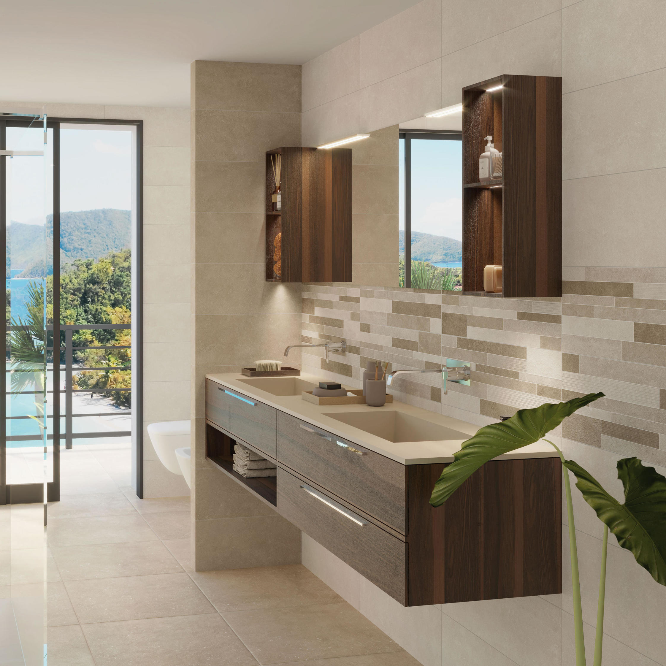 Lunart Brilla Brick Sabbia csempe 25x75, natúr, rektifikált