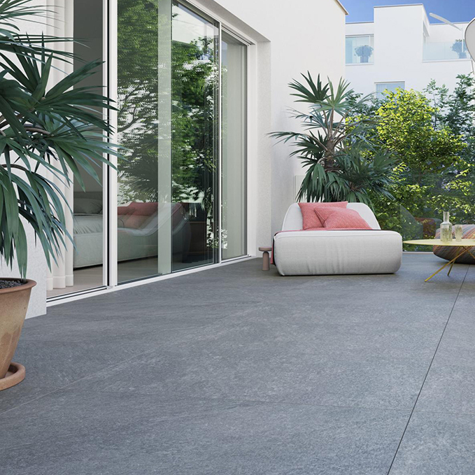 Lunart Liberta Anthracite Stone burkolólap 60x60, natúr, rektifikált