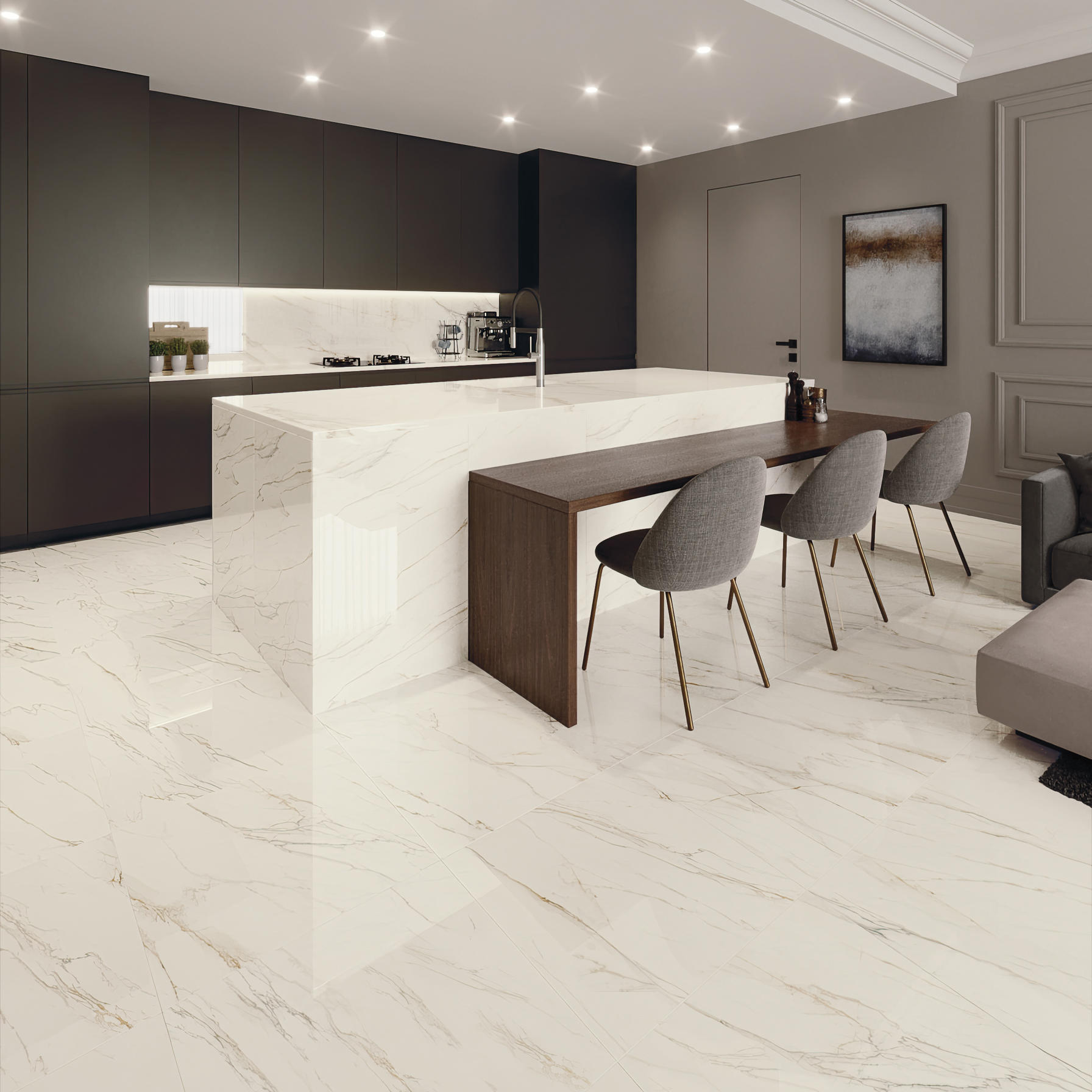 Lunart Stella Calacatta Oro burkolólap 60x119,5, fényezett, rektifikált