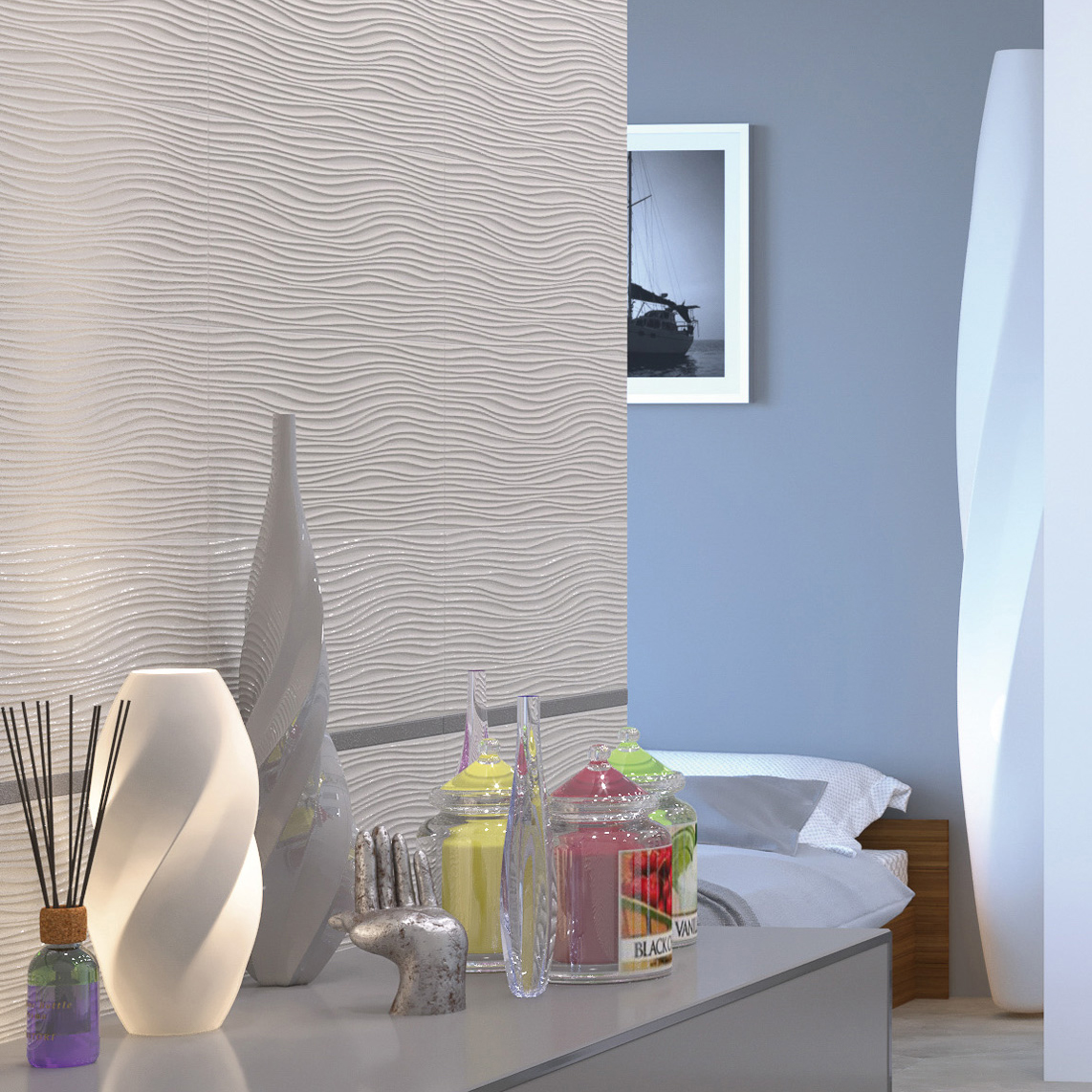 Lunart Seta Dune White Lux csempe 20x50