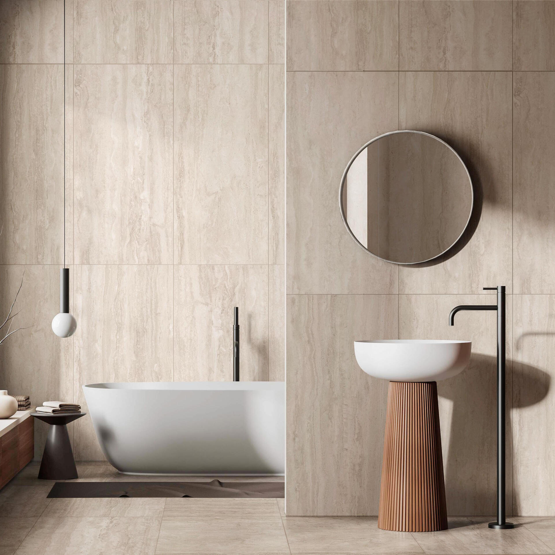 Lunart Bella Travertine Cream burkolólap 60x120, natúr, rektifikált