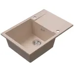Beige LUNART Lilu Max egymedencés gránit mosogató csepptálcával