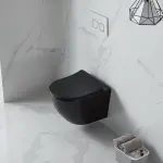 LUNART Polly kompakt fali WC tornádó öblítéssel, ülőkével, Matt Black