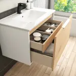 UNO 80 1 fiók + rejtett fiókos alsószekrény, fehér-tölgy