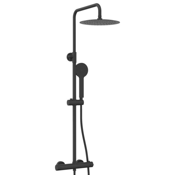 Lunart Cecile termosztátos zuhanyrendszer 250mm fejzuhannyal, Matt Black