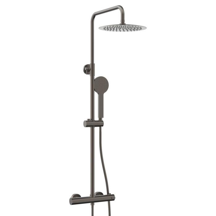 Lunart Cecile termosztátos zuhanyrendszer 250mm fejzuhannyal, Gun Metal