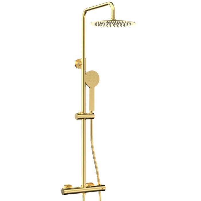Lunart Cecile termosztátos zuhanyrendszer 250mm fejzuhannyal, Brushed Gold