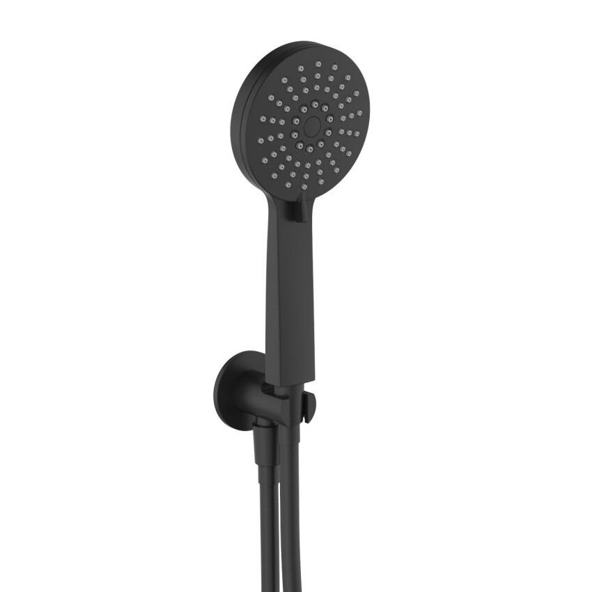 Lunart Cecile kézizuhany 3 funkciós gégecsőcsatlakozós tartóval, Matt Black