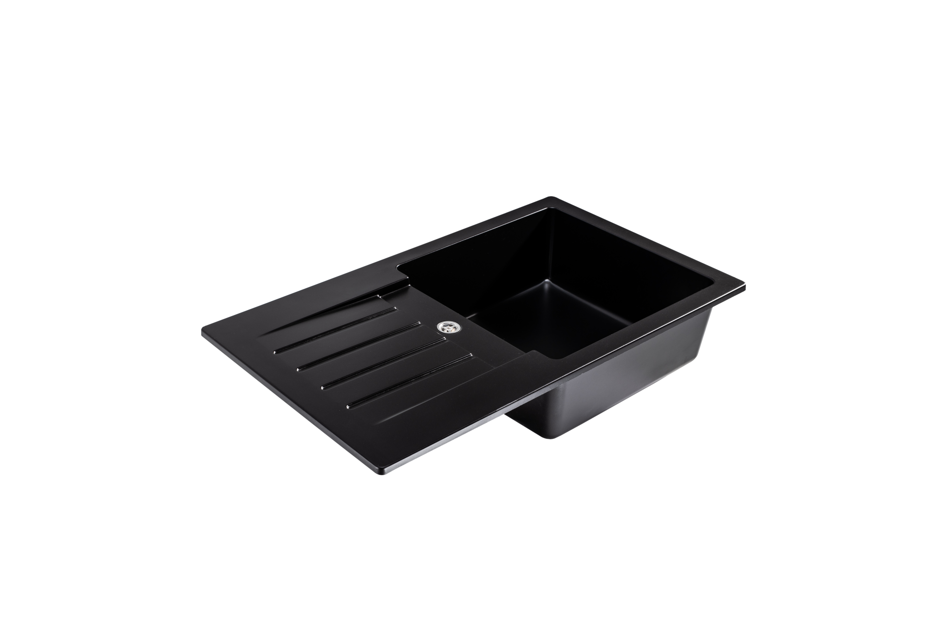 Lunart Lotti egymedencés gránit mosogató csepptálcával, Midnight Black