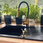 LUNART Lotti egymedencés gránit mosogató csepptálcával, Midnight Black