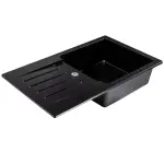 LUNART Lotti egymedencés gránit mosogató csepptálcával, Midnight Black