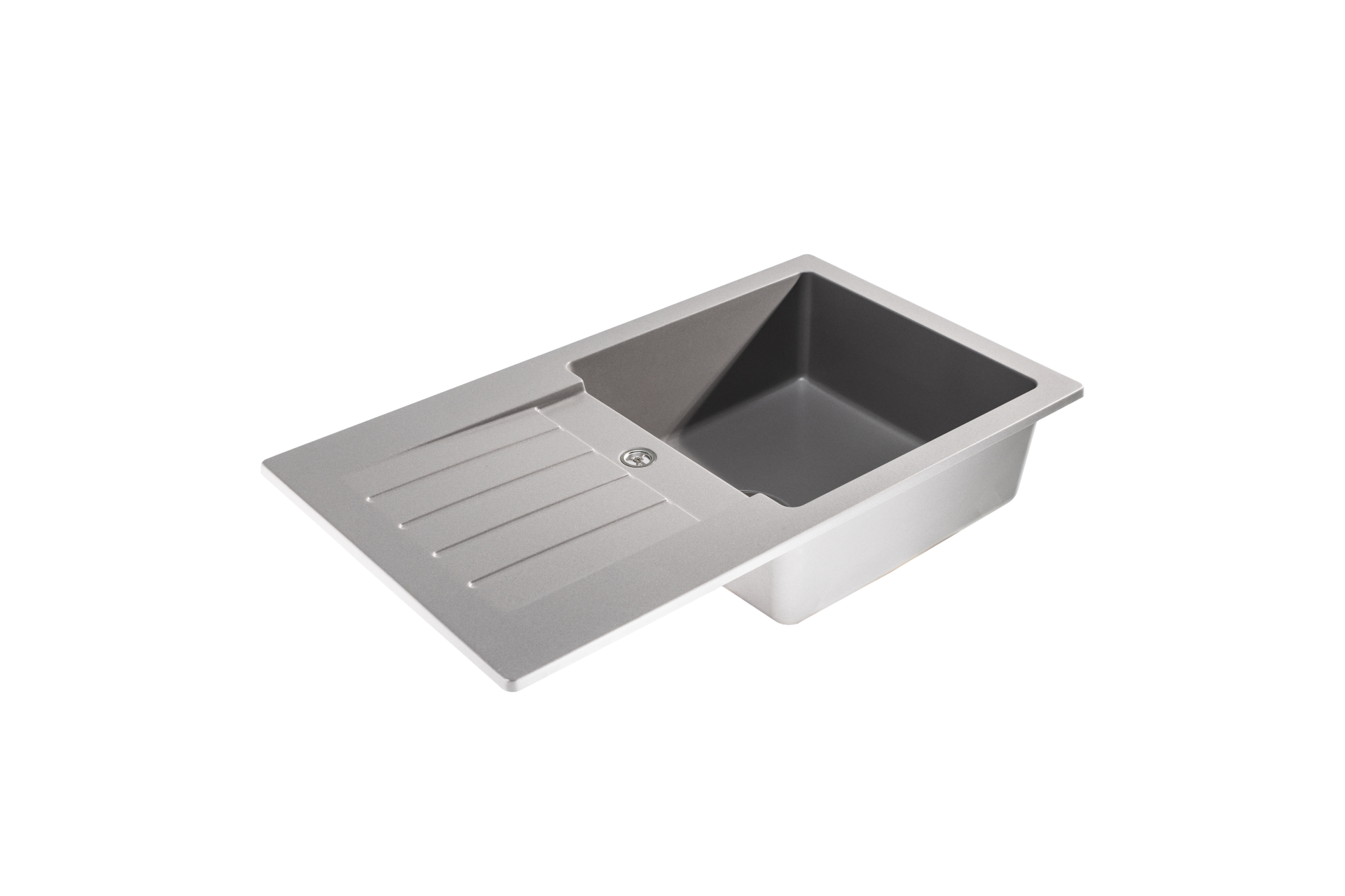 Lunart Lotti egymedencés gránit mosogató csepptálcával, Light Grey