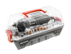 MINI FÚRÓ- ÉS CSISZOLÓGÉP 170W, FORDULATSZÁM KIJELZŐ, KOFFERBEN, 190DB KIEGÉSZÍTŐ, GRAPHITE