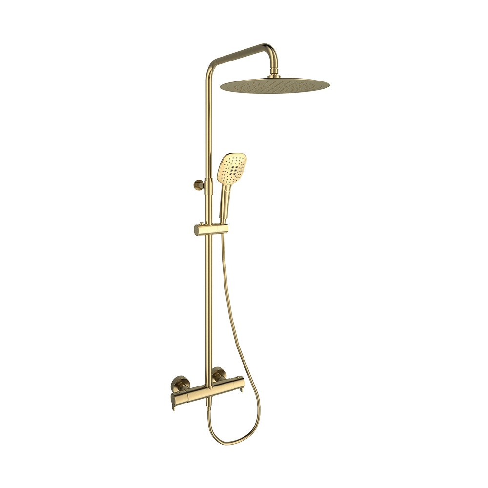 RamonSoler Blautherm termosztátos zuhanyszett 300 mm, Brushed Gold