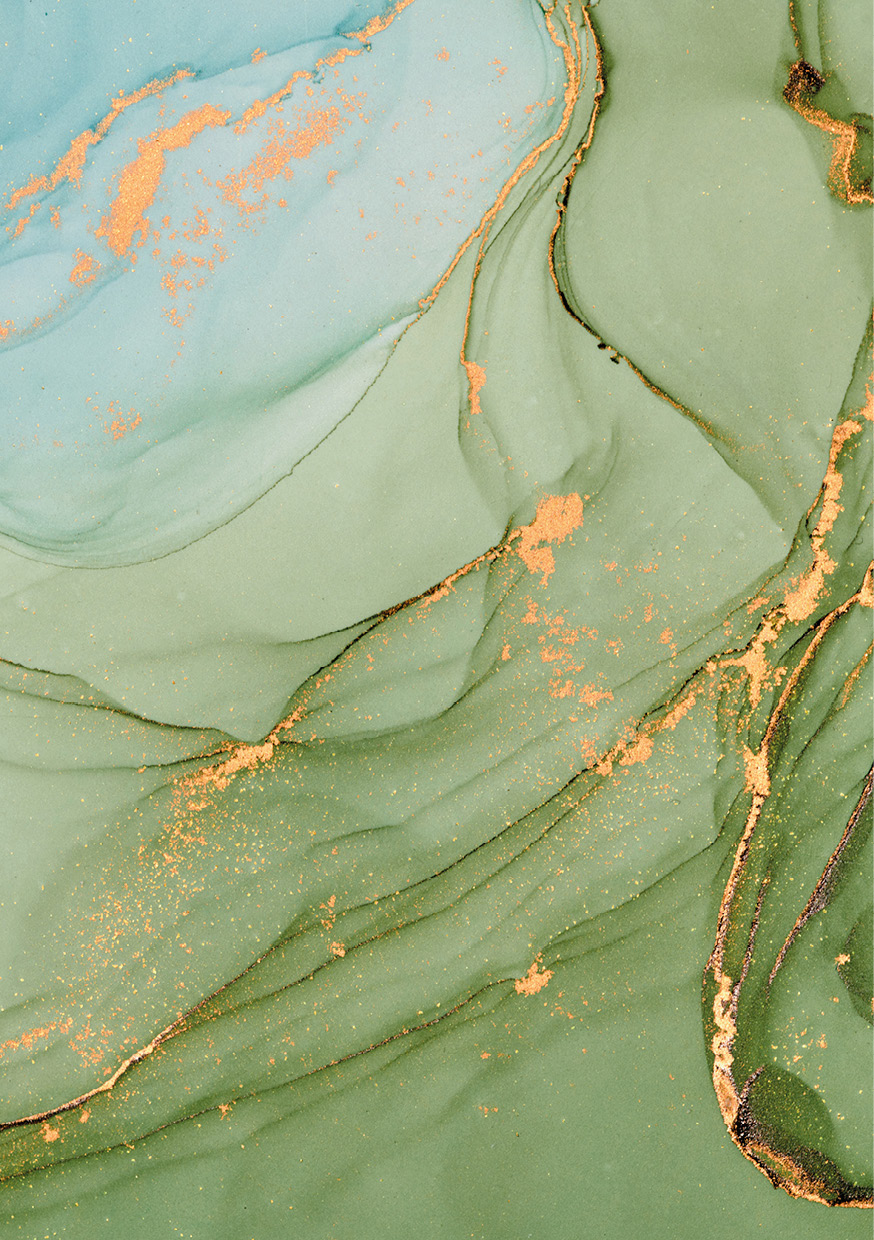HB SPC/vinyl vízálló fali panel, Painted Marble Green and Blue (2605 x 1868 mm)
