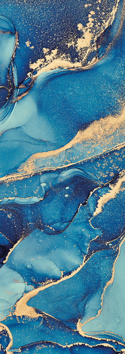 HB SPC/vinyl vízálló fali panel, Painted Marble Dark Blue (2605 x 934 mm)