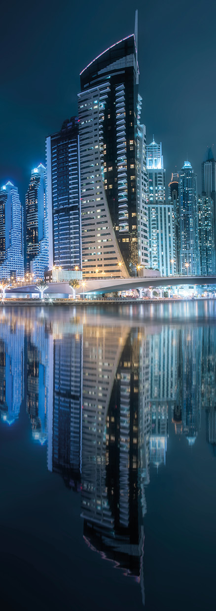 HB SPC/vinyl vízálló fali panel, Dubai Marina by Night (2605 x 934 mm)