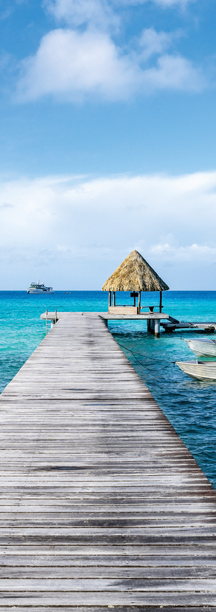 HB SPC/vinyl vízálló fali panel, Tropical Sea Pier (2605 x 934 mm)