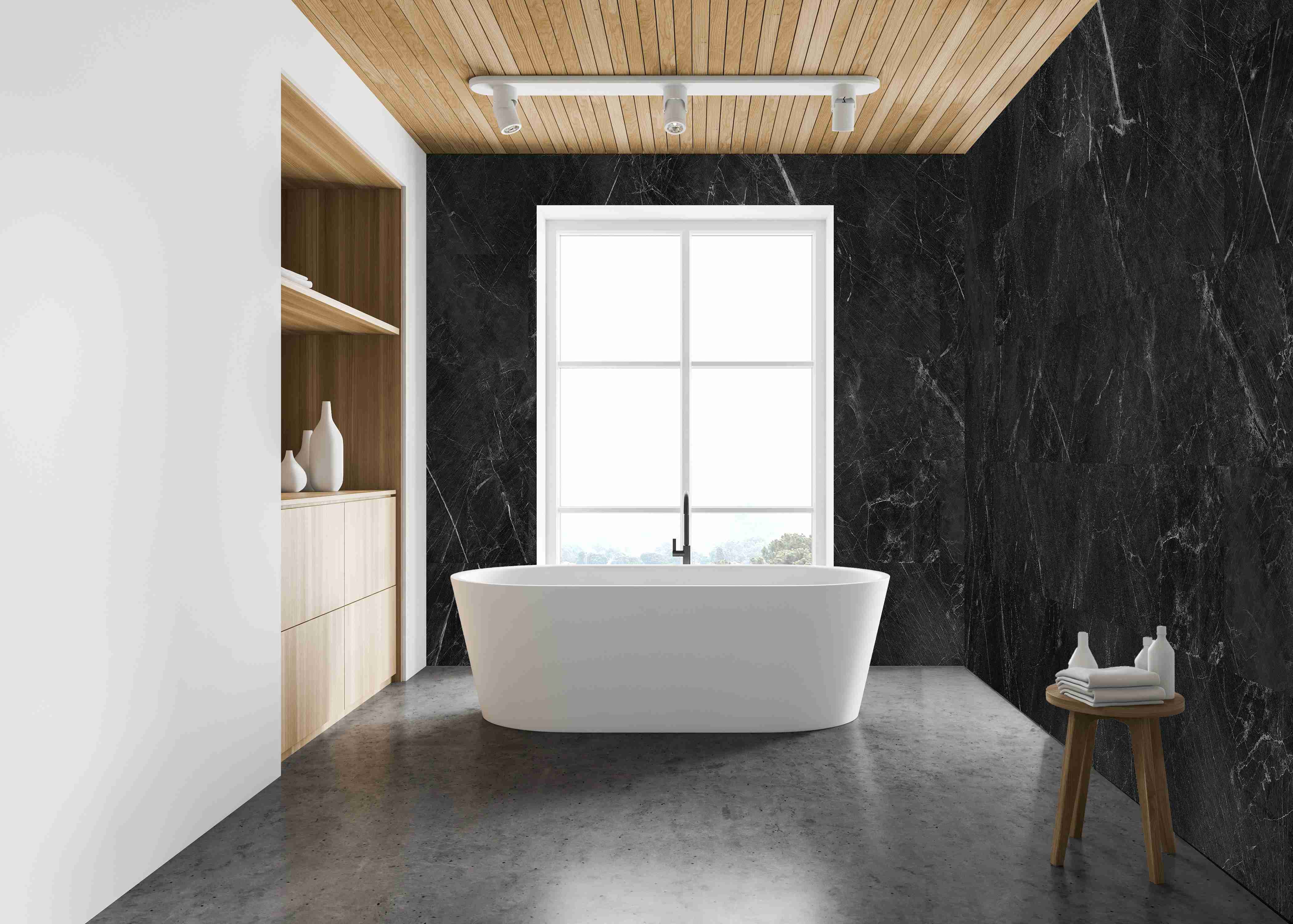 HB Aqua Tiles XL SPC/vinyl vízálló fal- és padlóburkolat, Marble Black ST