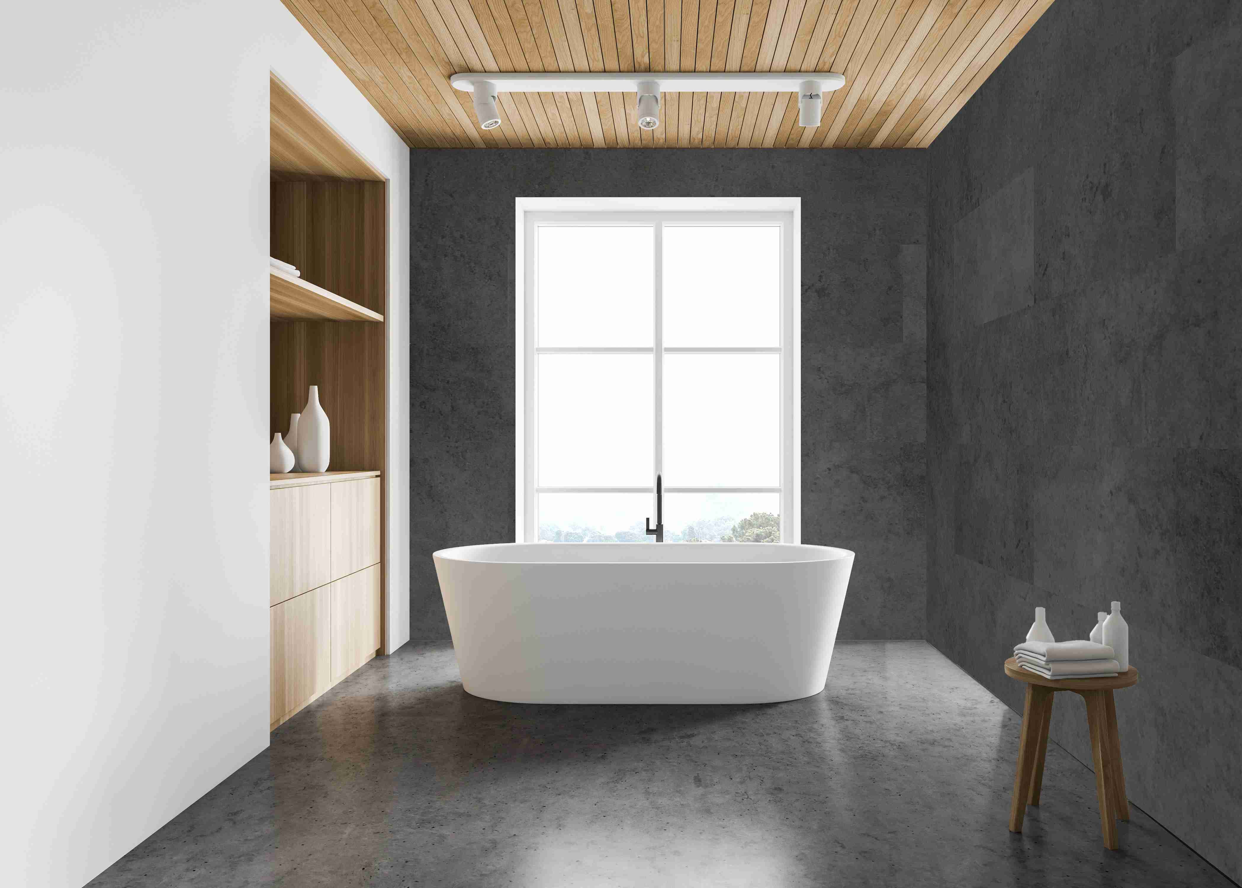 HB Aqua Tiles XL SPC/vinyl vízálló fal- és padlóburkolat, Concrete Black ST