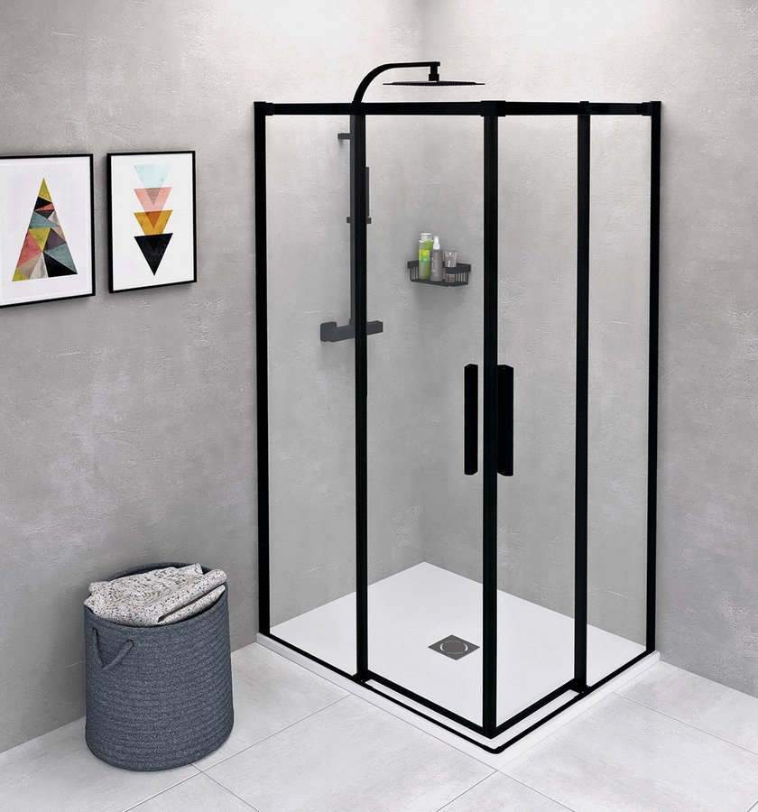 ALTIS LINE BLACK szögletes zuhanykabin, 1000x900mm, jobbos/balos, sarokbelépős