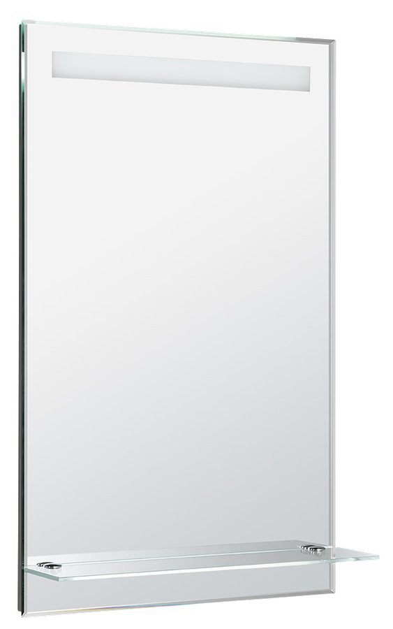 LED tükör világítással, üveg polc, billenő kapcsoló, 50x80cm