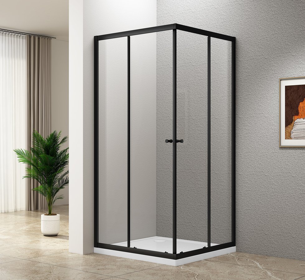 AGGA BLACK zuhanykabin, 900x900mm, matt fekete profil/transzparent üveg