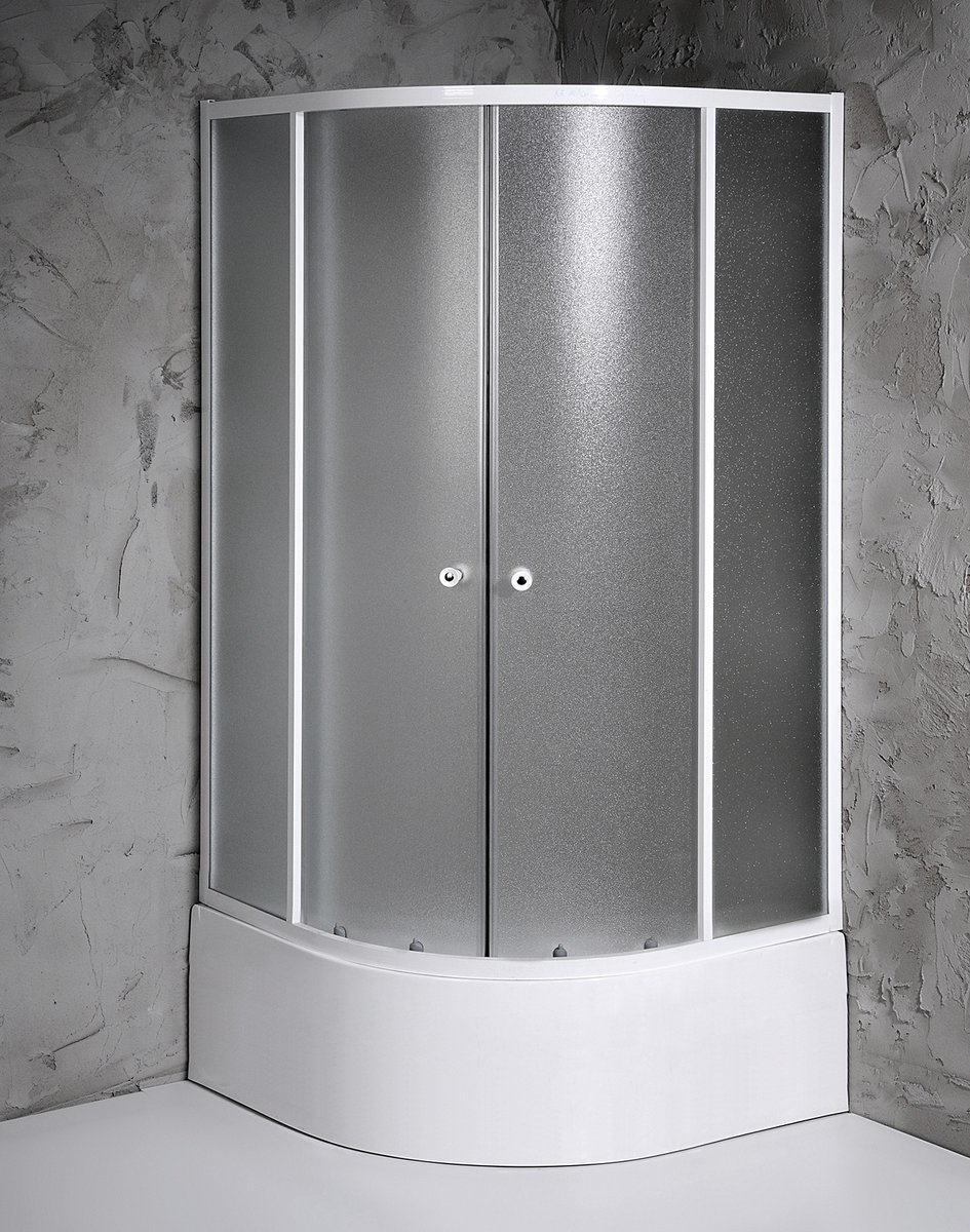 ARLEN íves zuhanykabin, 900x900mm, matt BRICK üveg, fehér profil (E93 helyett)