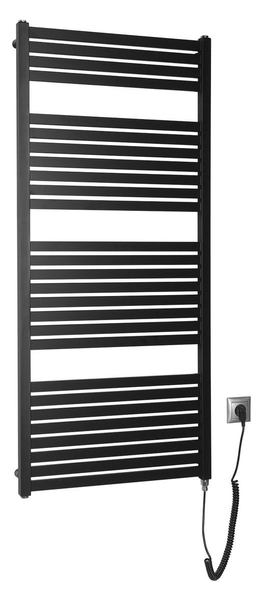 TONDI-E elektromos fürdőszobai radiátor, 600x1330mm, 600W, matt fekete