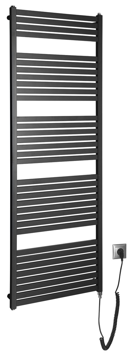 TONDI-E elektromos fürdőszobai radiátor, 600x1690mm, 800W, matt fekete