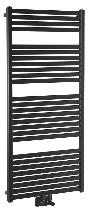 TONDI fürdőszobai radiátor, középső bekötéssel, 600x1330mm, matt fekete